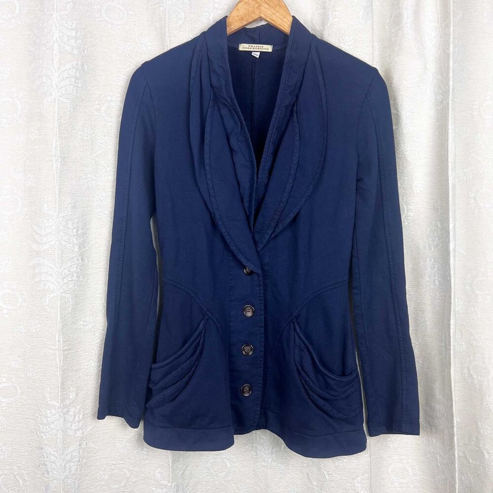Prairie Underground double lapel knit blazer blue